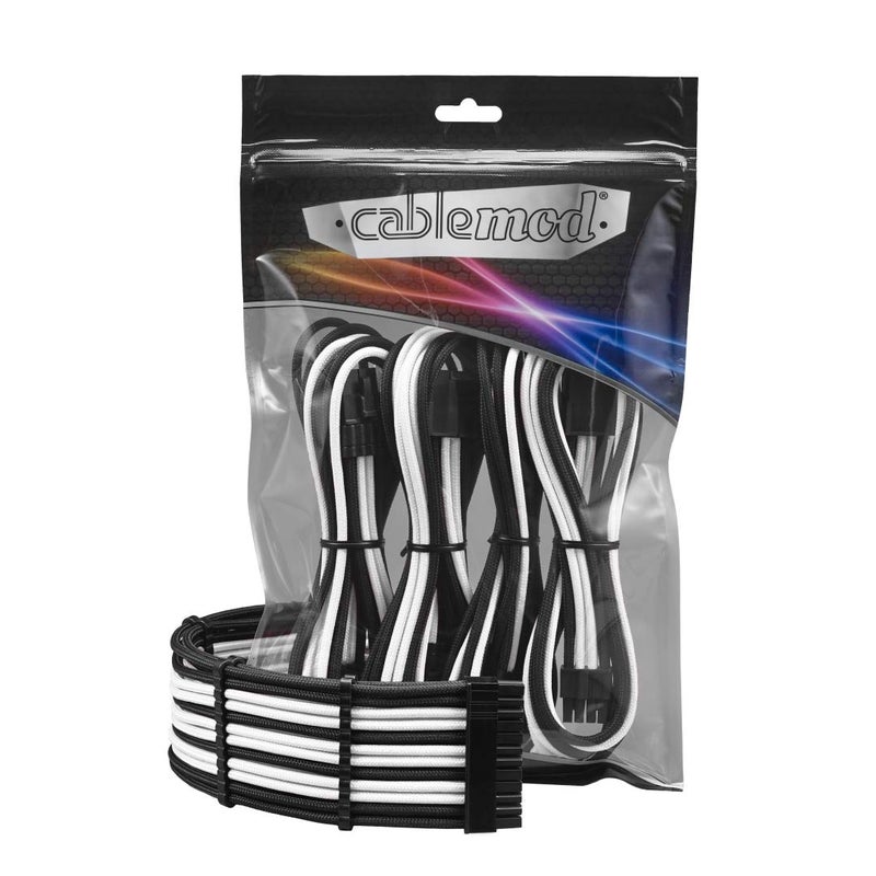 CableMod 8+8 Series Pro ModFlex Sleeved Cable Extension Kit (Black + White) - Image 1